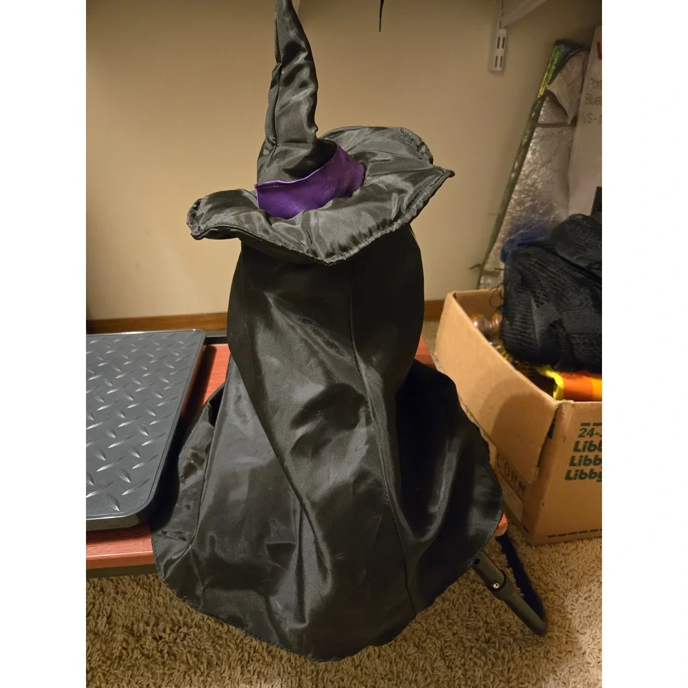 Halloween Animated Ghost Witch Boo Spooky Motion Sound Decor Black Purple
